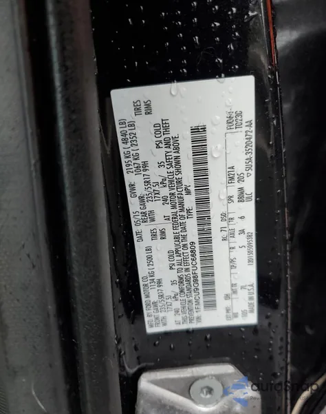 2015 Ford Escape Se z USA, uszkodzony, nr VIN 1FMCU9G98FUC66809